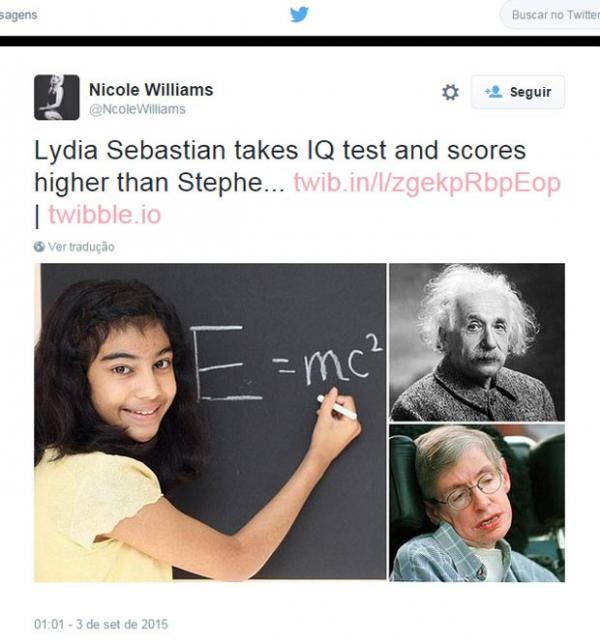 Garota de 12 anos 'supera' Einstein e tira nota máxima em teste de QI